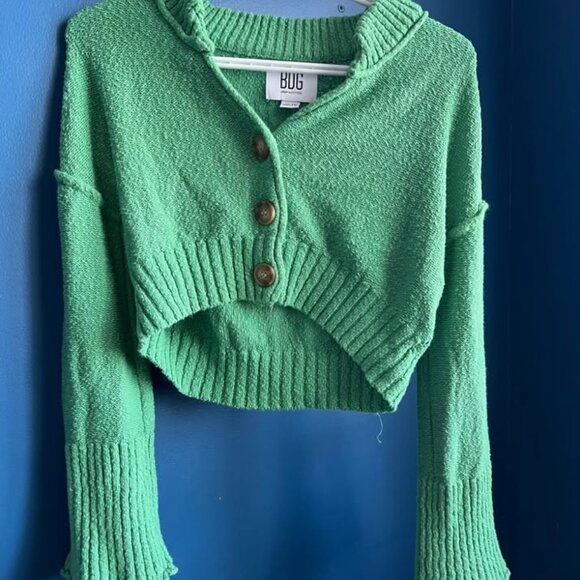 BDG Vernon Cropped Cardigan In Green - Picture 3 of 3